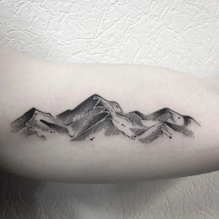 dotwork mountain tattoos