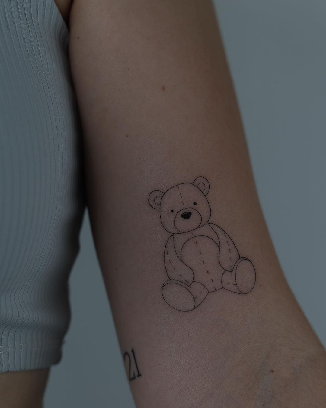 fineline teddy tattoo by savingbambi