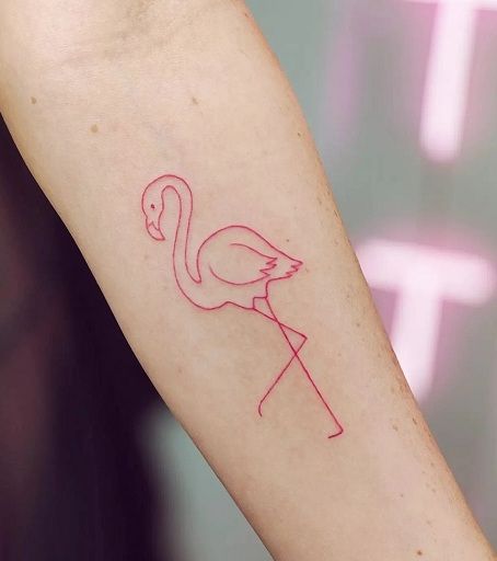 flamingo tattoo on forearm 1