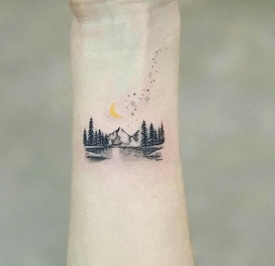 minimalistic forest tattoo