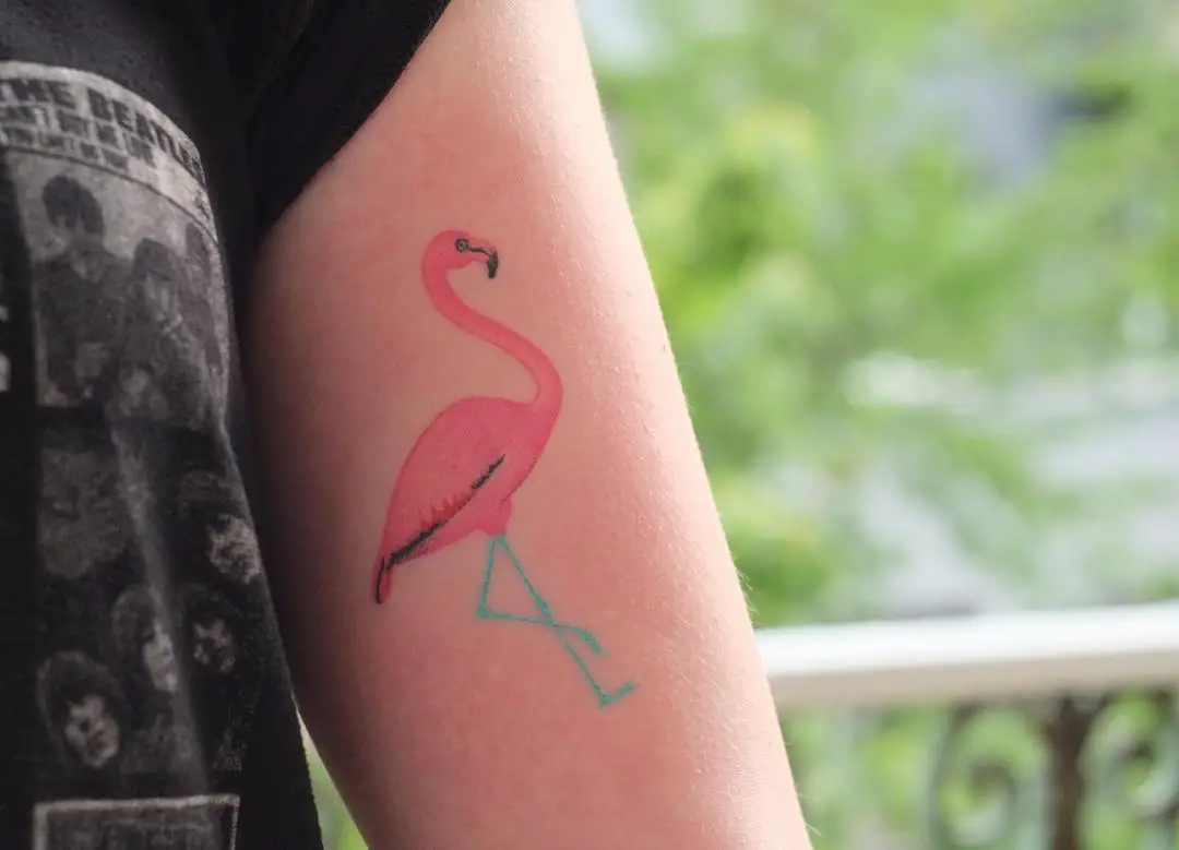 pink flamingo tattoos by yarput
