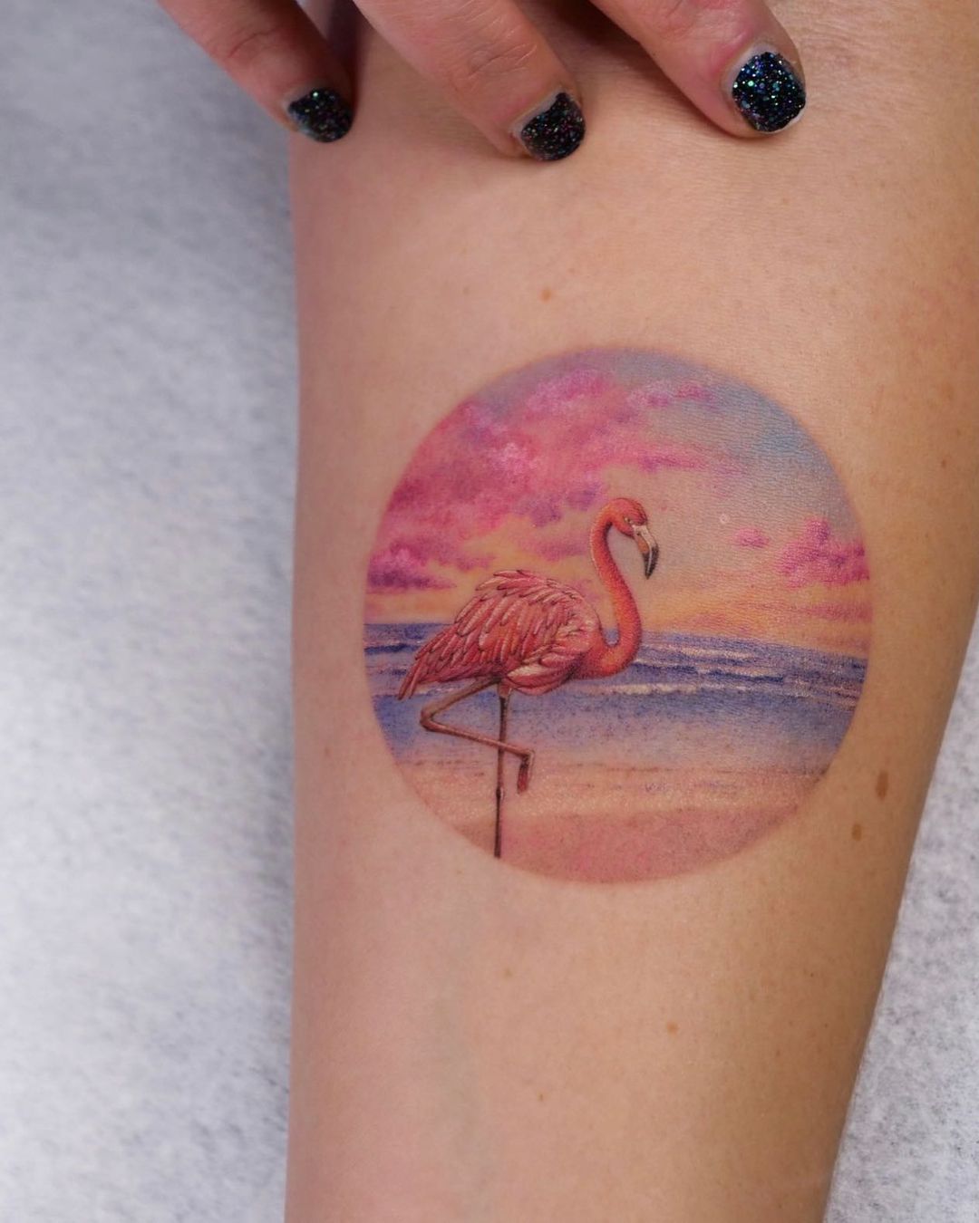 realistic flamingo tattoo by evakrbdk