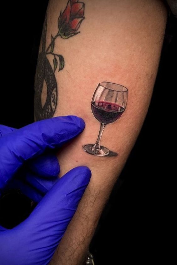 realistic wine tattoo