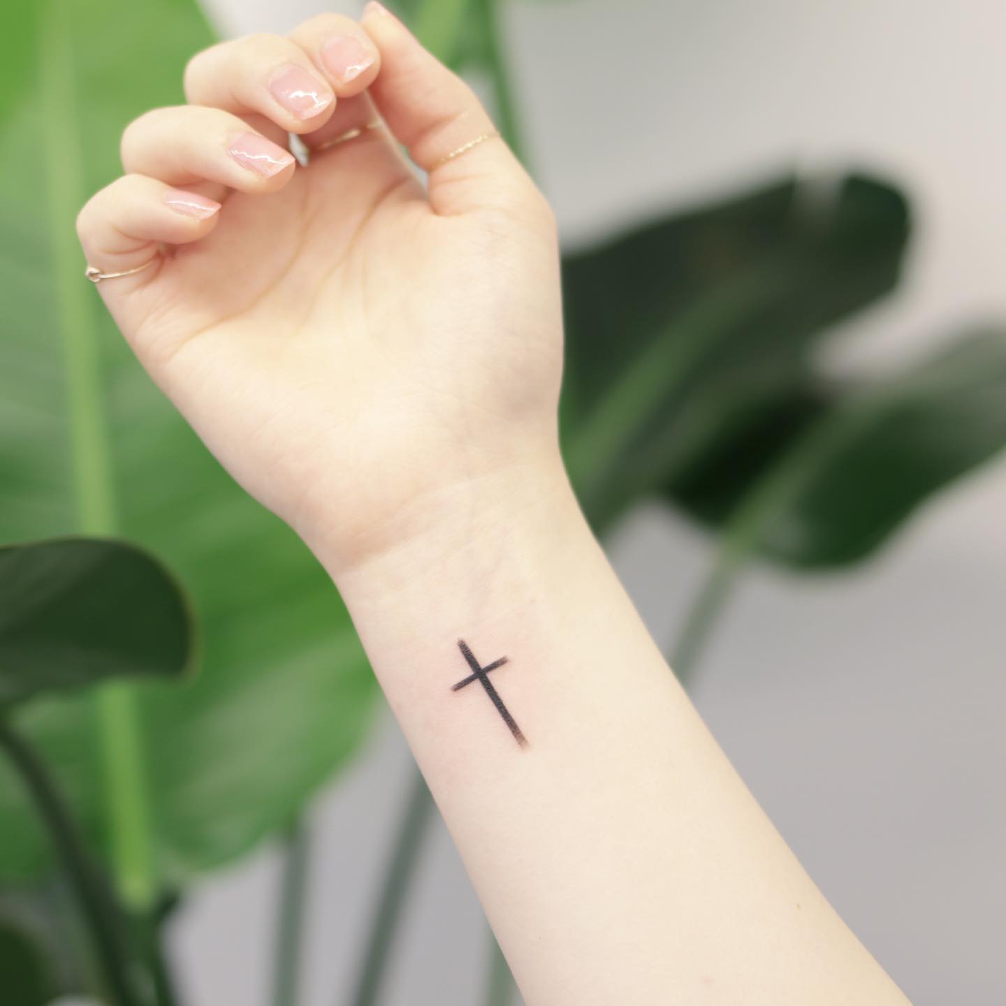 simple cross tattoo by wittybutton tattoo
