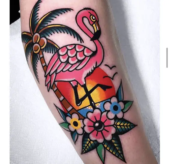 traditional flamingo tattoo ideas