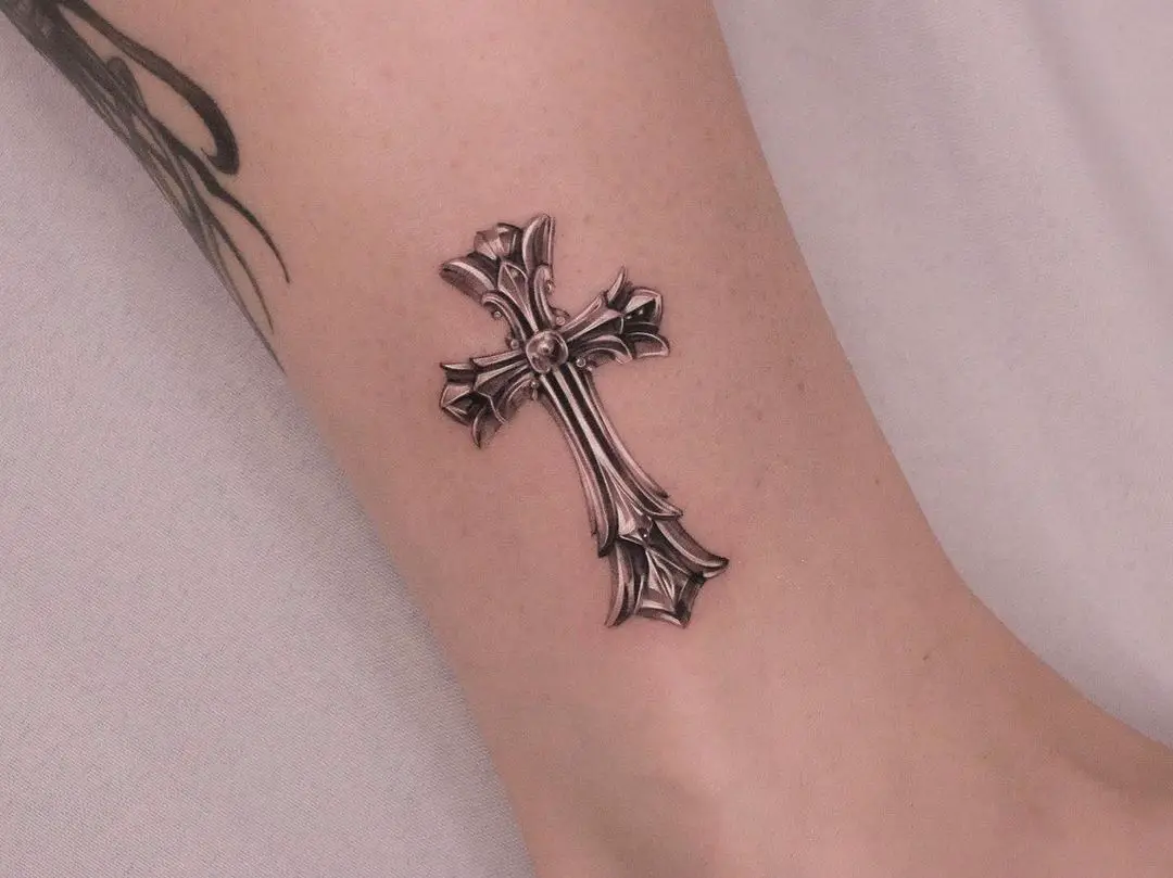 unique cross tattoo by jku tttoo