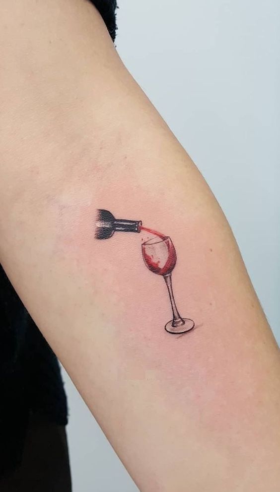 watercolor wine tattoo