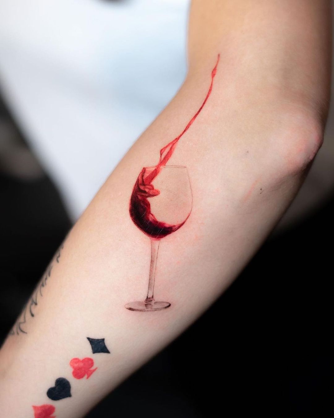 wine glass tattoo by hood.seven