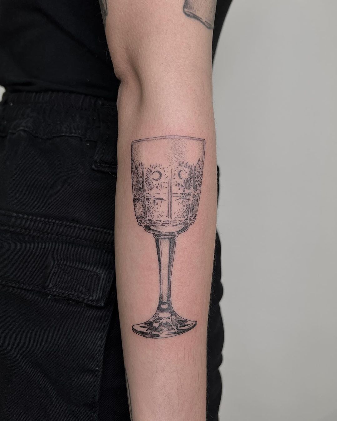 wine glass tattoo by marek karek
