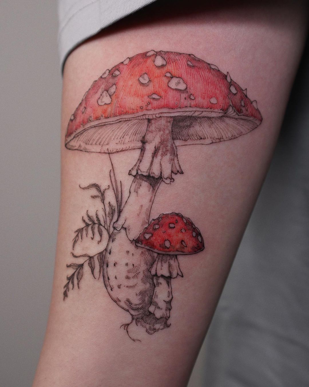 Amazing mushroom tattoo for women by pmtattooing