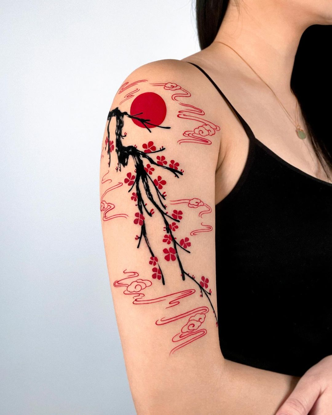 Cherry blossom tattoo for women by offtattooer