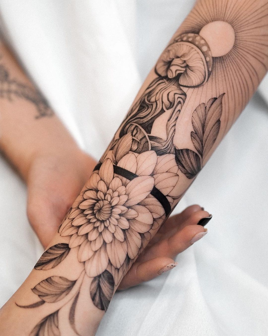 Mushroom tattoo on arm by natalia musiol