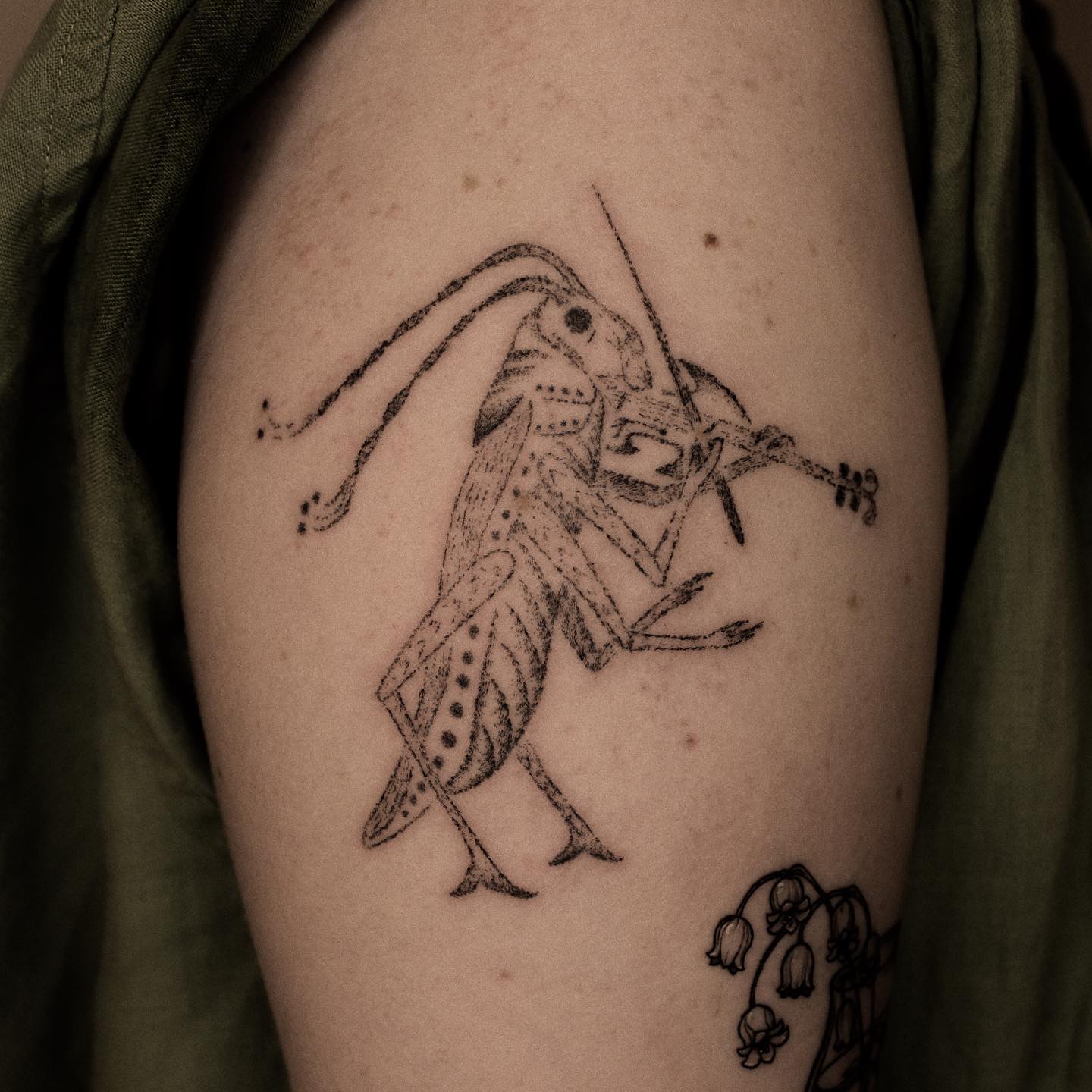 Realistic grasshopper tattoo by les.lezardises
