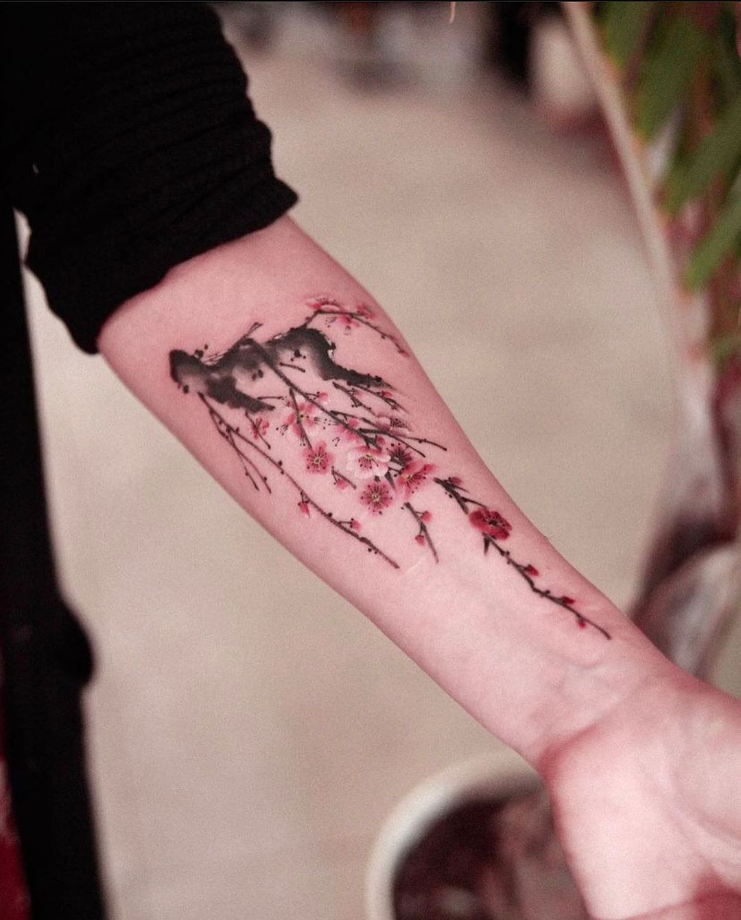 abstract design cherry blossom tattoo by tattoopeopleseoul