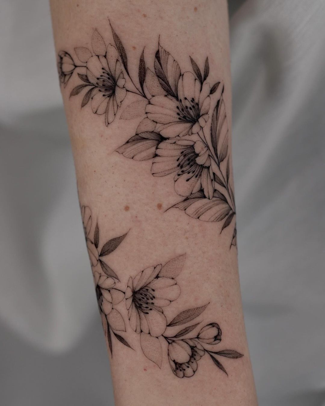 cherry blossom arm tattoo by black.peony .ink