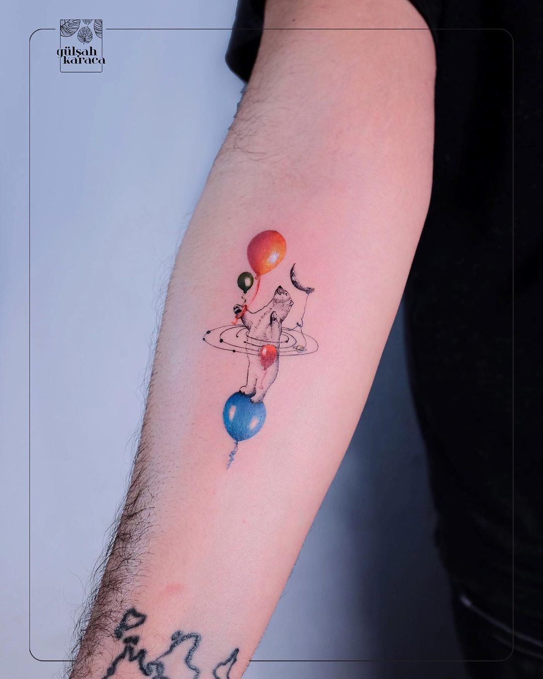 colorful balloon tattoo by gullsahkaraca