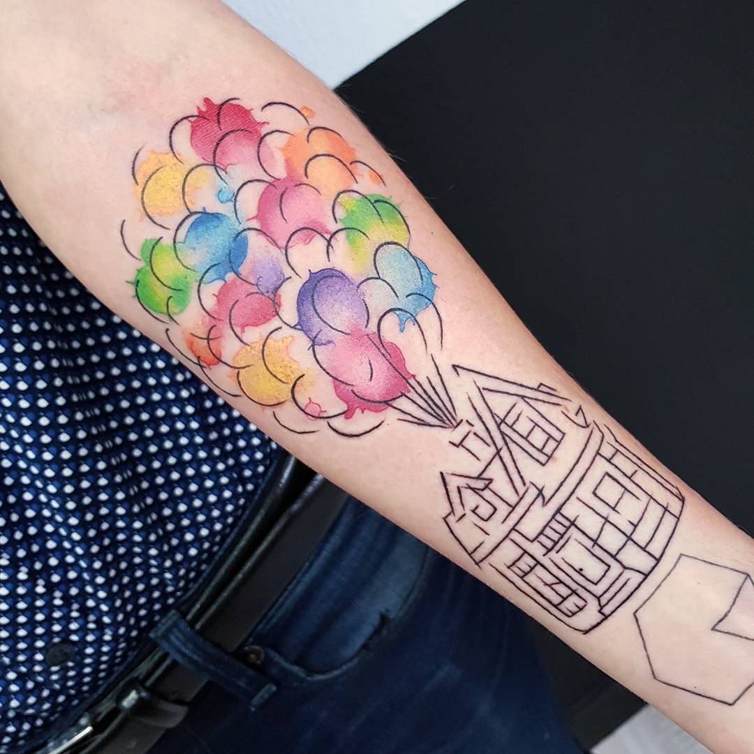 colorful balloon tattoo design by luniechan