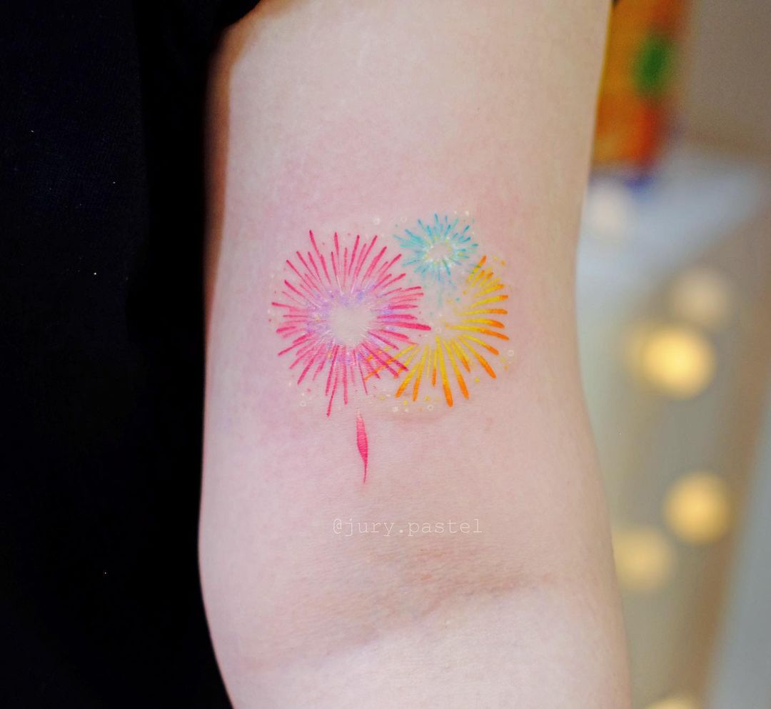 firework tattoo for women by youre.so .into .pastel