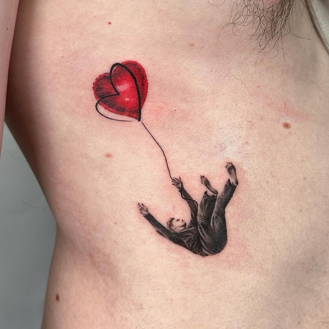 heart design balloon tattoo by baronart
