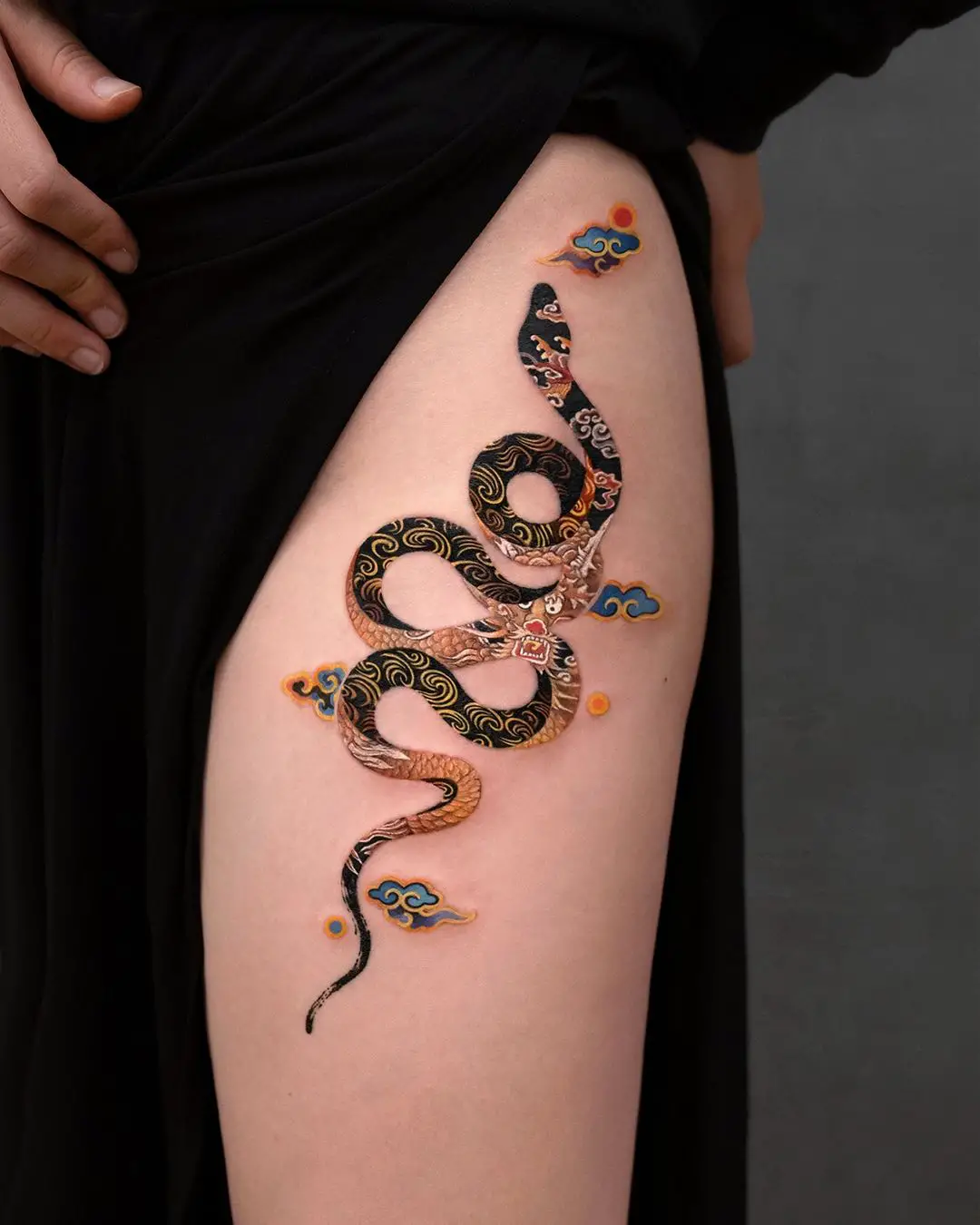 japanese snake tattoo by nako.chen