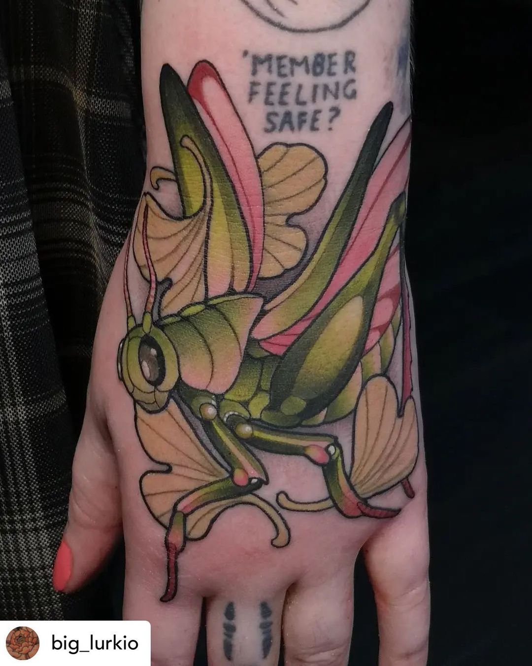 neo traditional grasshopper tattoo by worldofneotrad