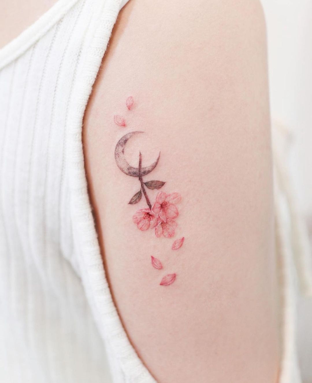 pink cherry blossom tattoo by tattoo.haneul 1