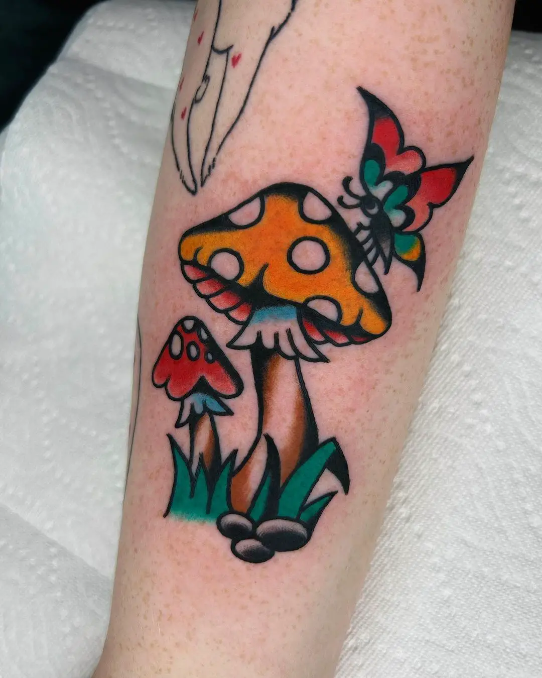 traditional mushroom tattoo by anem illus
