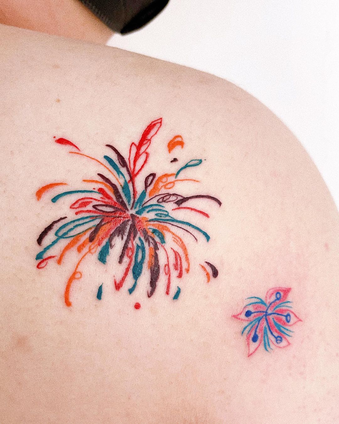 watercolor firework design by sakay ink