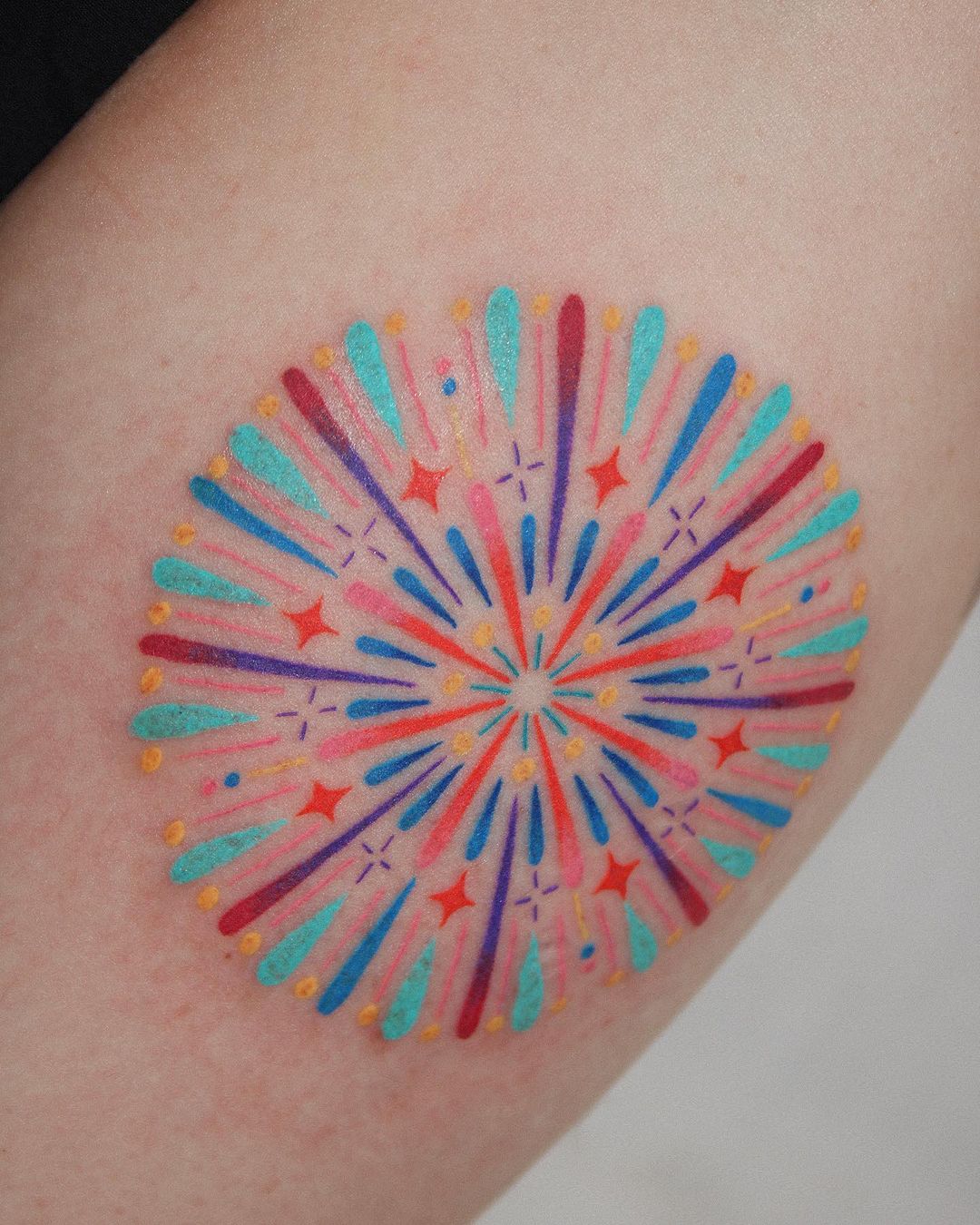 watercolor firework tattoo by ri.8.ri