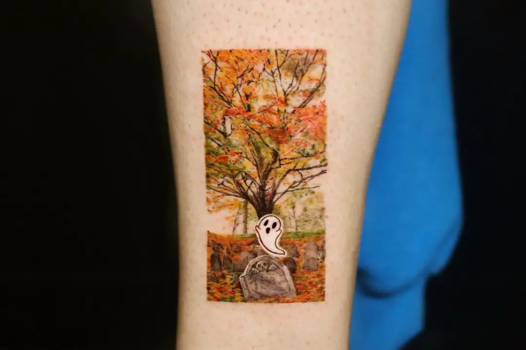 Realistic autumn tattoos by