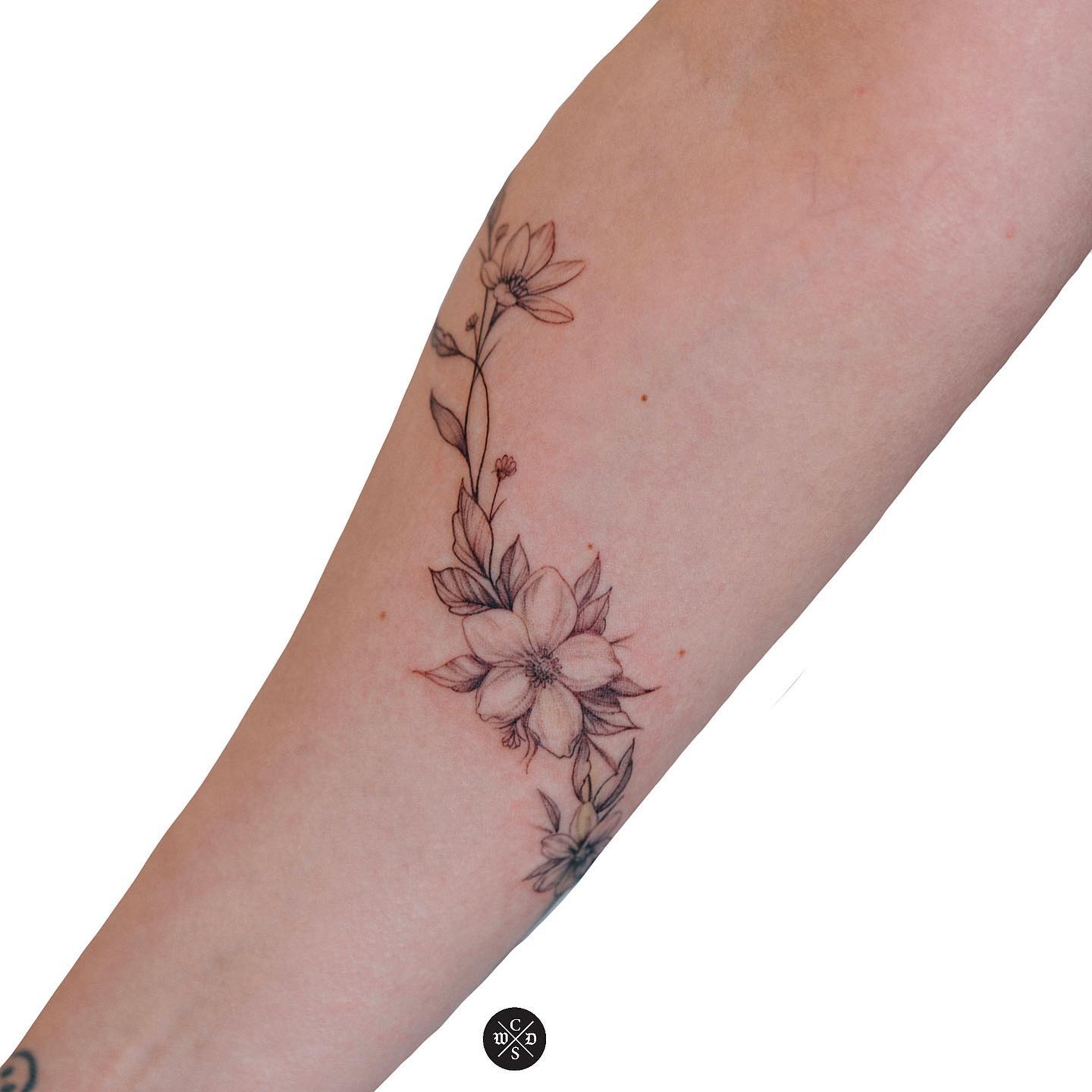 amazing black inked spring tattoos by wolfdencustomtattoo