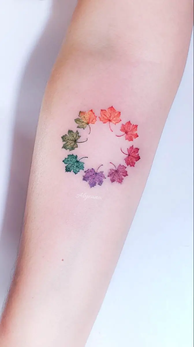 colorful leaf tattoo