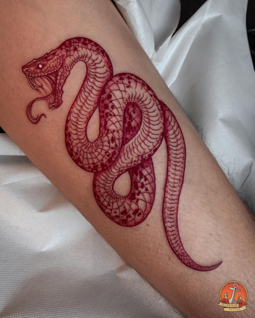 red snake tattoo design by sofiarei.ink