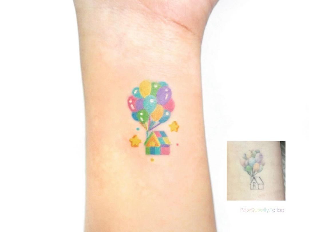 watercolor balloon tattoo ideas by bittersweetly.tattoo