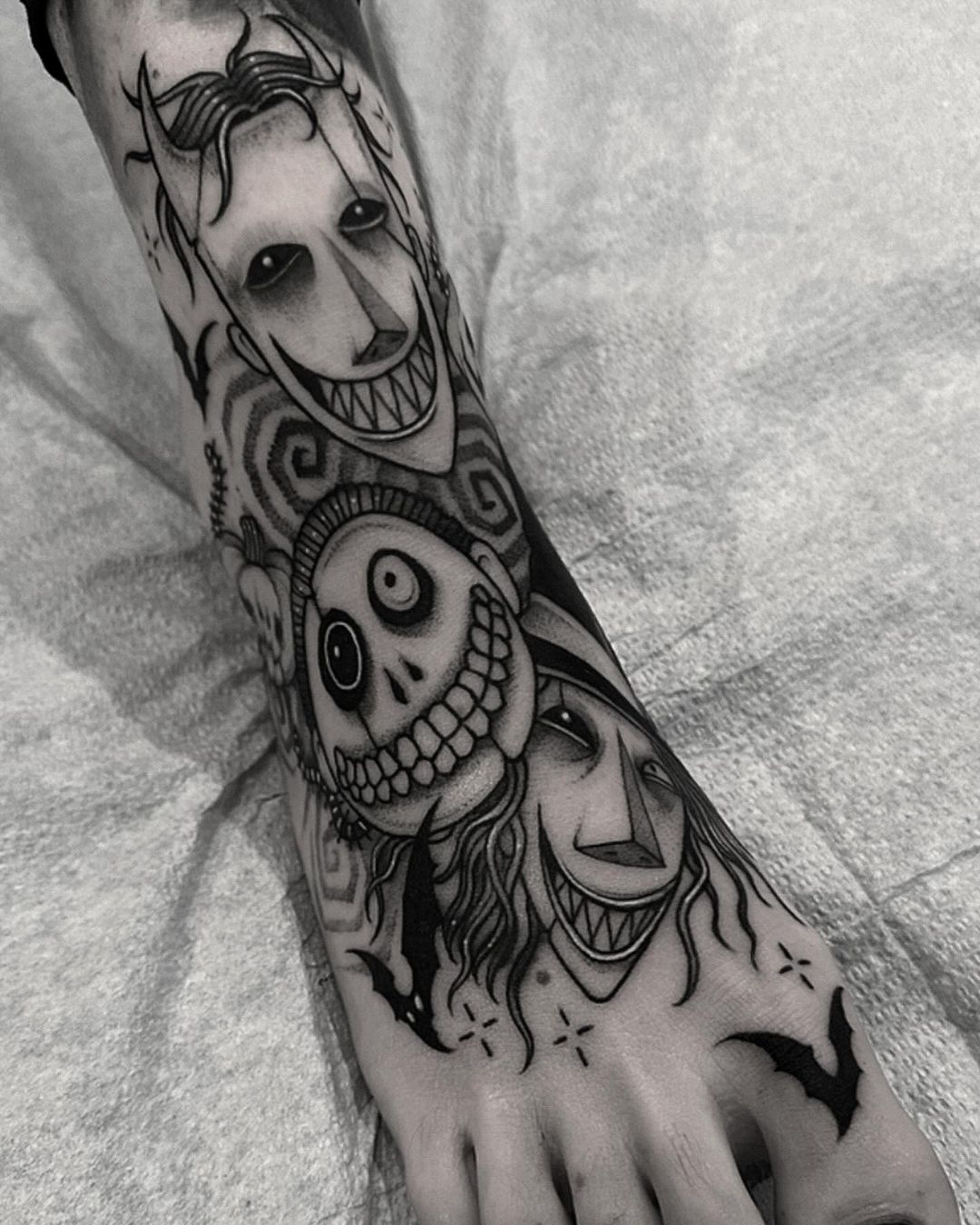 Black and gray foot tattoo ideas by steph.guillotine
