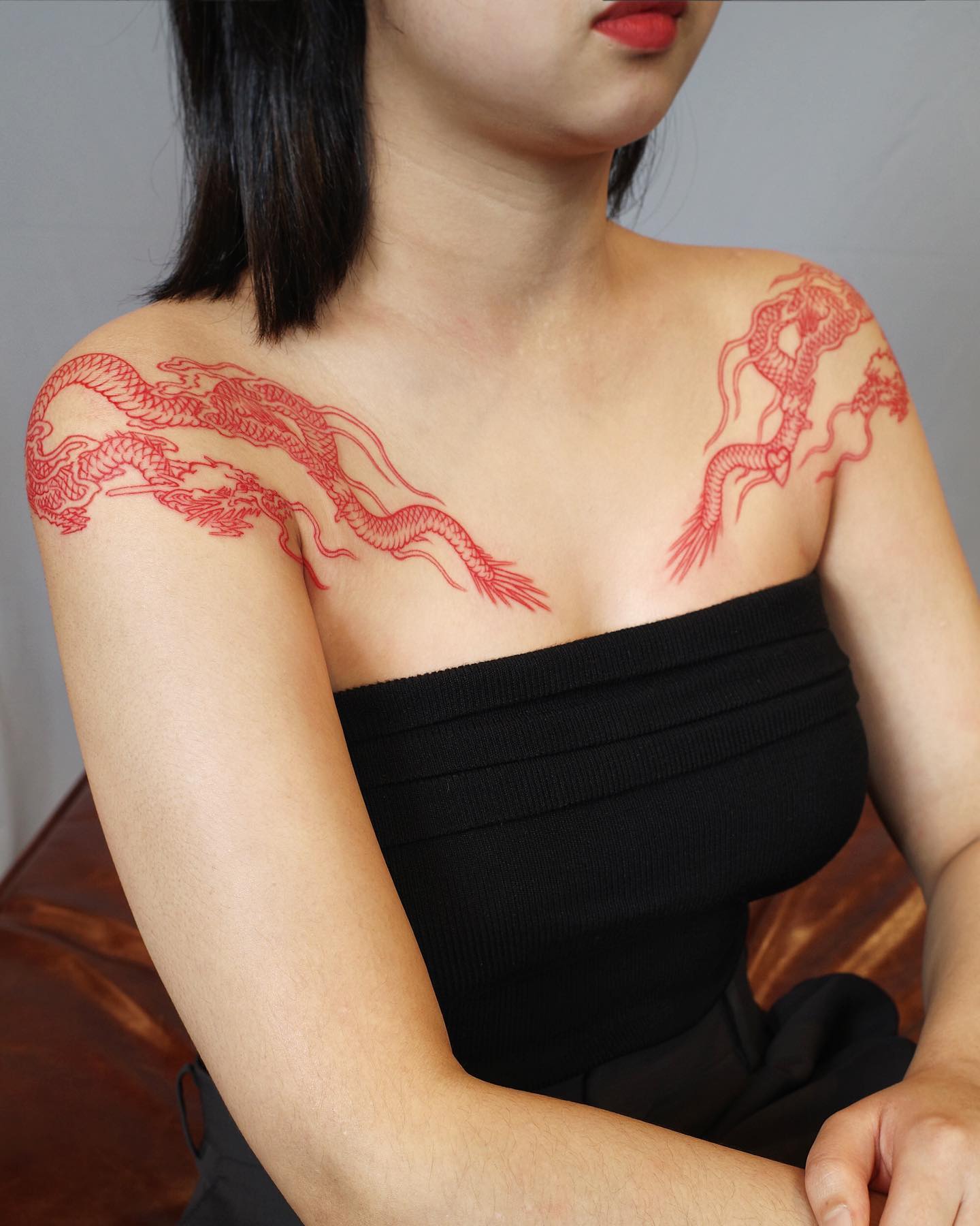 Red ink tattoos by hi himi