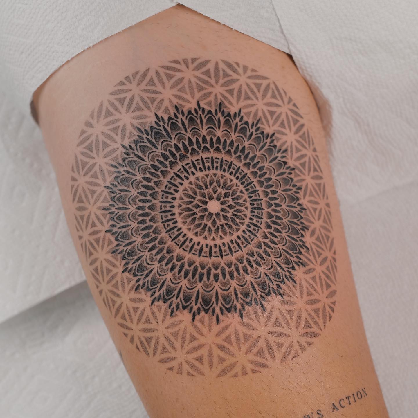mandala thigh tattoo by jjjaylud