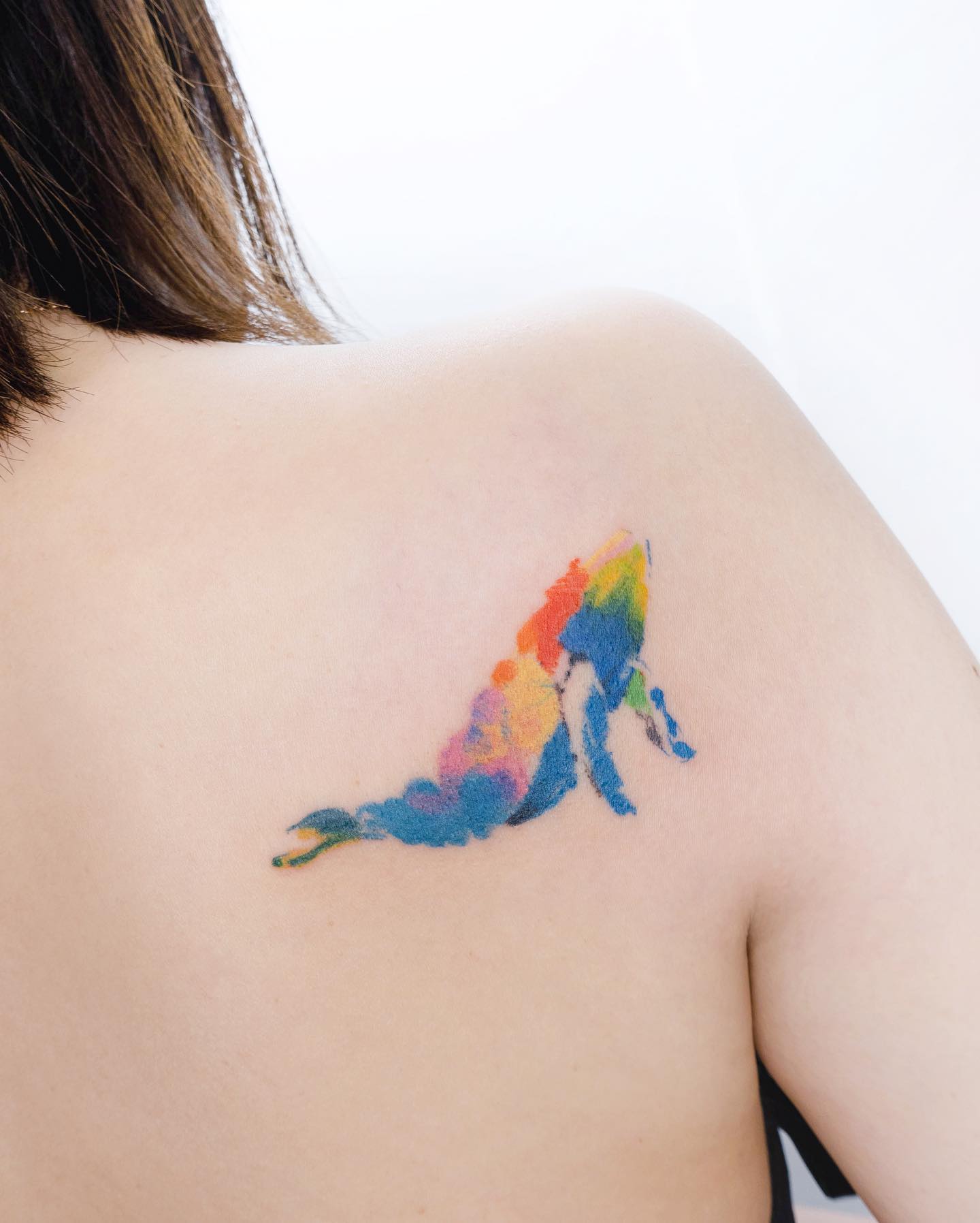 watercolor dolphin tattoo by tattooist dang