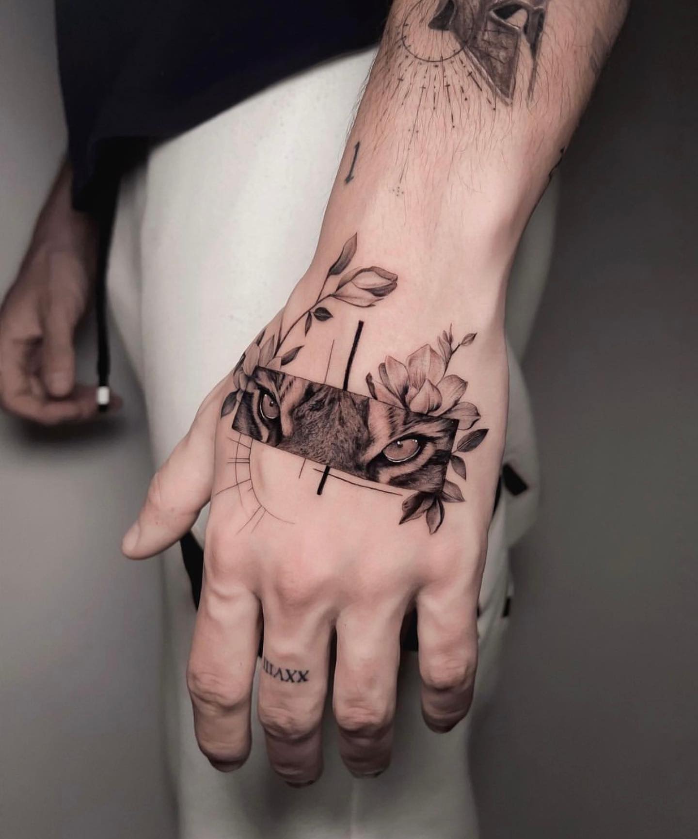 Floral hand tattoo by ll3.tattoo