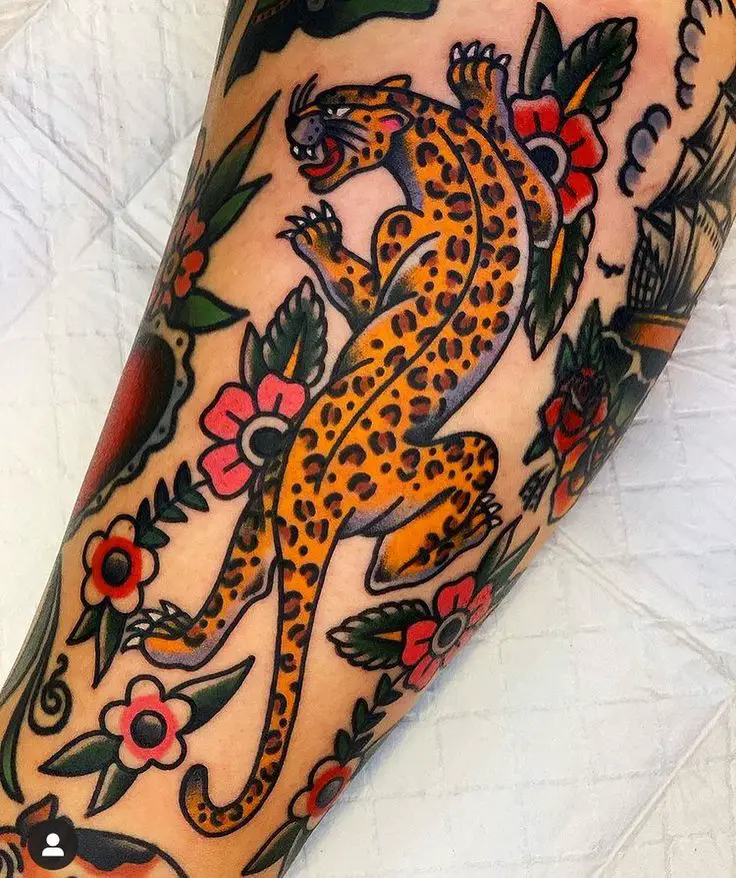 Leopard traditional tattoos