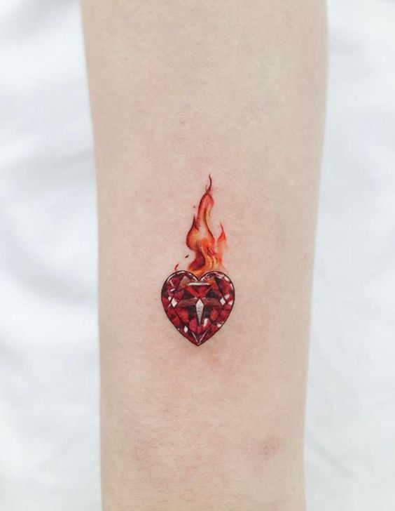 Red heart tattoo ideass