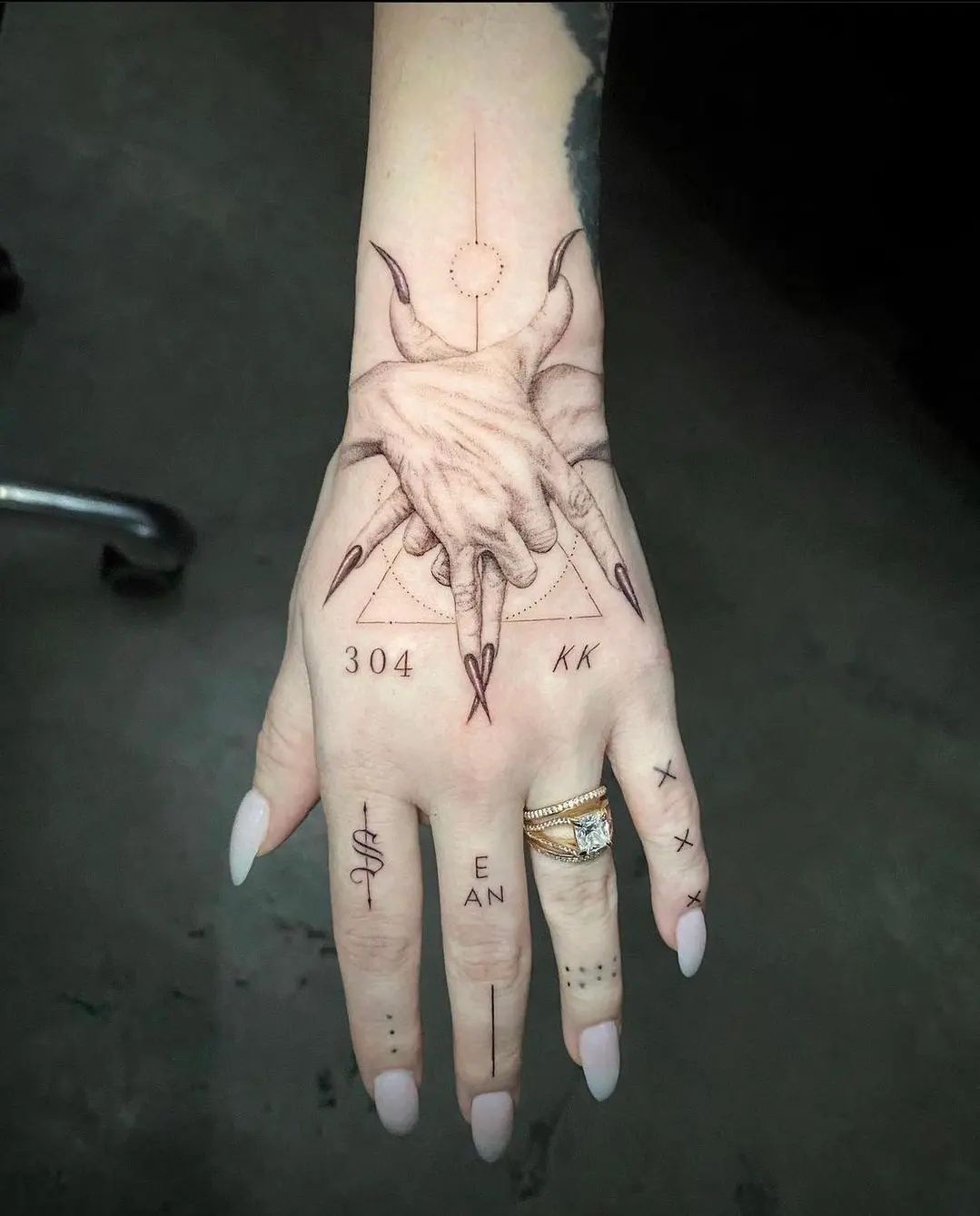 Unique hand design by ink bw