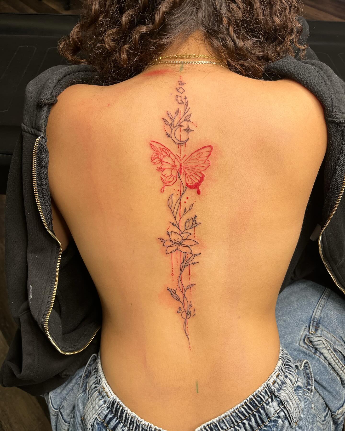 butterfly spine tattoos by kristinatattoos