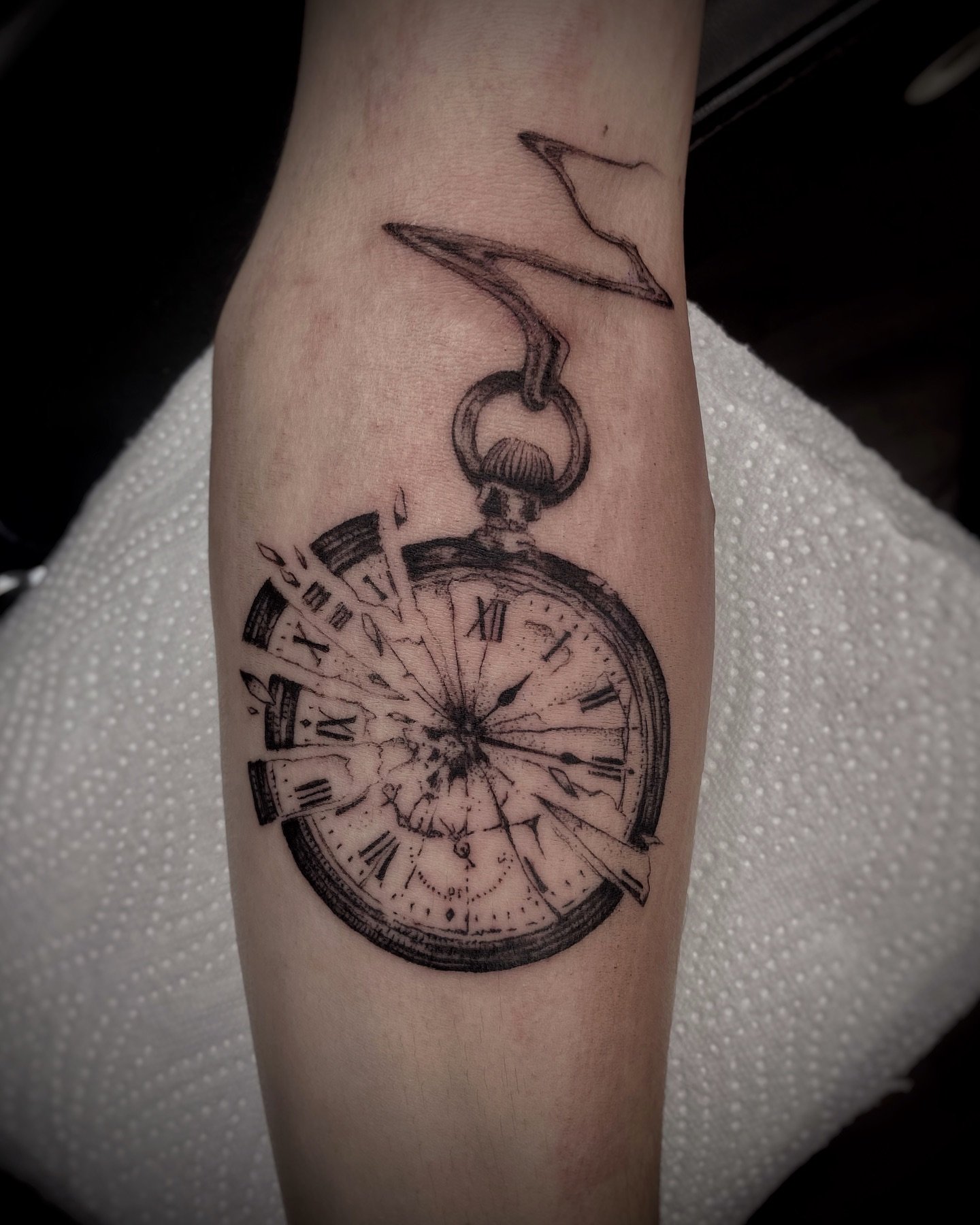 Broken clock tattoo by zebrowski ttt