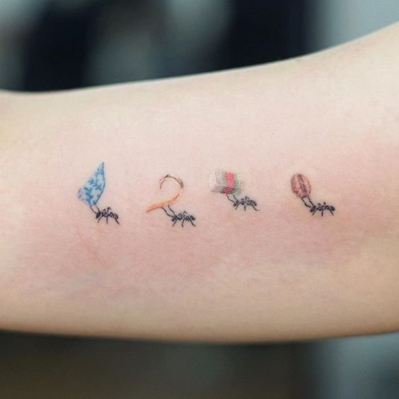 Colorful Ants tattoos