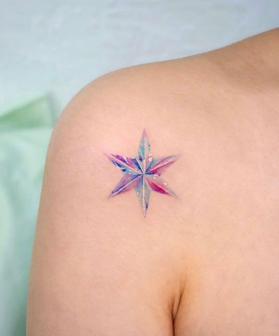 Cute star watercolor tattoo art