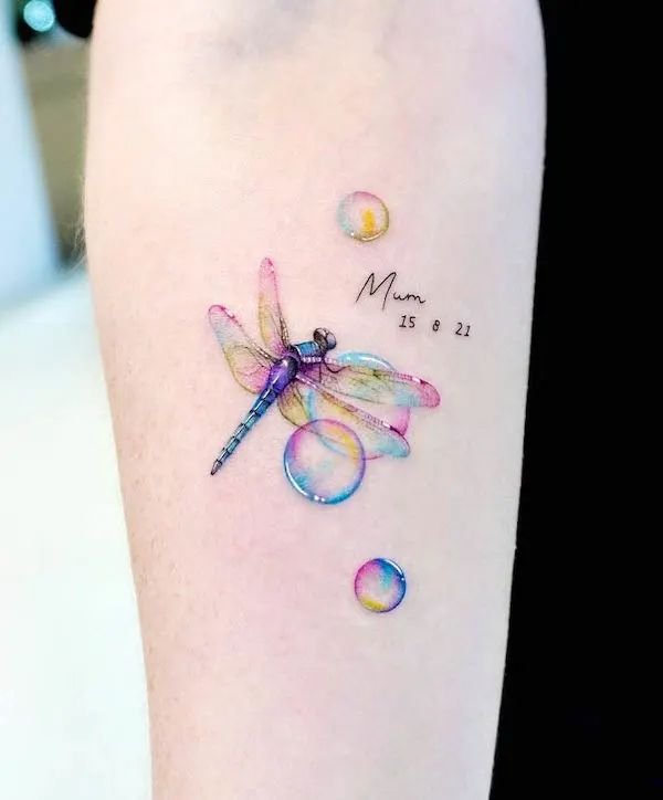 Cute watercolor dragonfly tattoos