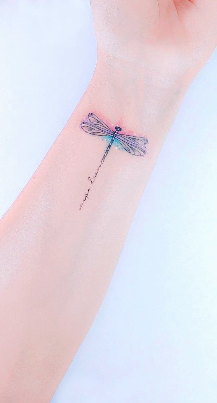 Cute watercolors dragonfly tattoos