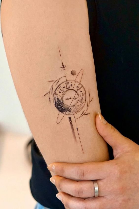 Unique design clock tattoos