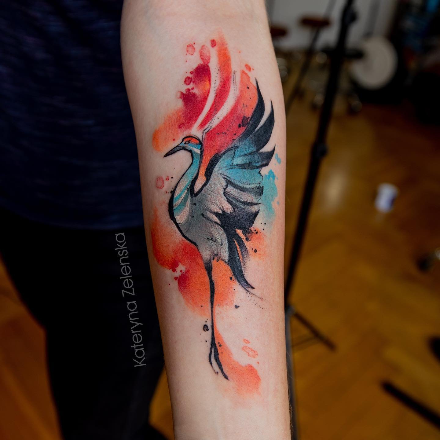 watercolor bird tattoos by tattoozelenska